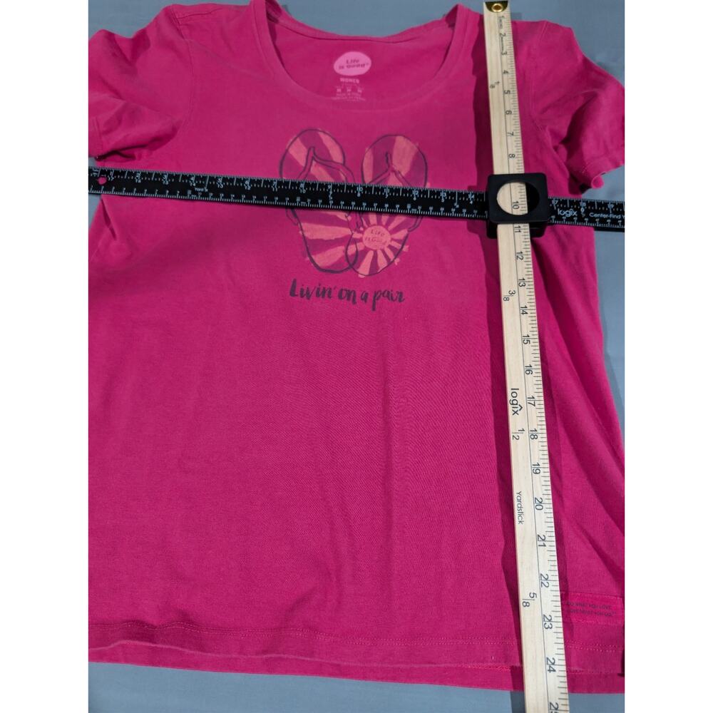 Life Is Good Livin On A Pair Flip Flops Classic Fit Shirt Women's Medium Pink - Picture 10 of 13